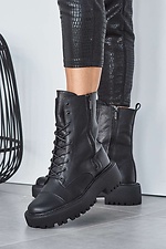 Черные массивные ботинки зимние в армейском стиле на платформе 8019068 фото №5