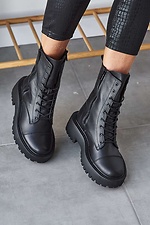 Черные массивные ботинки зимние в армейском стиле на платформе 8019068 фото №6