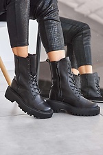 Черные массивные ботинки зимние в армейском стиле на платформе 8019068 фото №7
