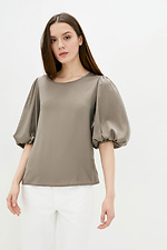 Кофейная блуза TABITA с широкими рукавами-фонариками до локтя Garne 3038069 фото №1