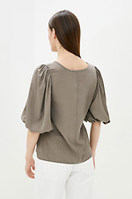 Кофейная блуза TABITA с широкими рукавами-фонариками до локтя Garne 3038069 фото №3