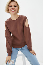 ROSETTE brown ribbed knit sweater with slits on the sleeves Garne 3037070 photo №1