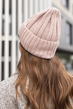 Nice knitted hat Maria powder color on fleece  4051070 photo №2