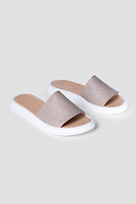 Women's leather flip-flops in cappuccino color  4206070 photo №1