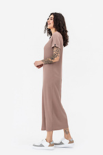 Трикотажна сукня GYNAR в рубчик бежевого кольору Garne 3042071 фото №4