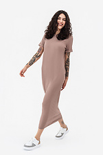 Трикотажное платье GYNAR в рубчик бежевого цвета Garne 3042071 фото №6