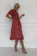 Czerwona szyfonowa sukienka w kwiaty NENKA 3103071 zdjęcie №1