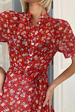 Красное шифоновое платье в ретро стиле в цветочный принт NENKA 3103071 фото №3