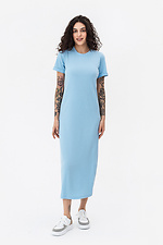 Трикотажна сукня GYNAR в рубчик блакитного кольору Garne 3042072 фото №1