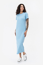 Трикотажна сукня GYNAR в рубчик блакитного кольору Garne 3042072 фото №2