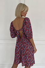 Штапельное короткое платье в мелкий цветочек с отрытой спинкой и рукавами-буфами NENKA 3103072 фото №2