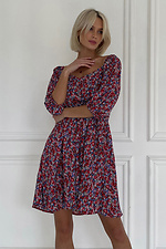 Штапельное короткое платье в мелкий цветочек с отрытой спинкой и рукавами-буфами NENKA 3103072 фото №3