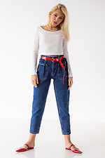 Loose blue jeans mom slouchy spring  4009072 photo №2