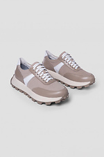 Women's sneakers in a combination of leather and suede in cappuccino color.  4206072 photo №1