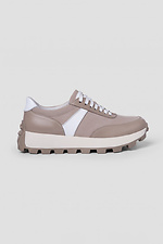 Women's sneakers in a combination of leather and suede in cappuccino color.  4206072 photo №3
