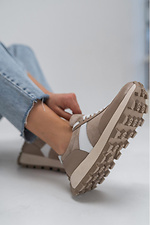 Women's sneakers in a combination of leather and suede in cappuccino color.  4206072 photo №4