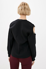 Czarny sweter z prążkowanej dzianiny ROSETTE z rozcięciami na rękawach Garne 3037073 zdjęcie №3