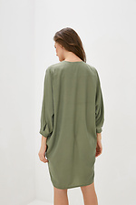 Зеленое оверсайз платье GAMMA с широкими рукавами на манжетах Garne 3038073 фото №3