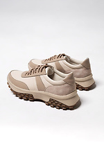 Damen-Sneaker aus einer Kombination aus Leder und Wildleder in der Farbe Cappuccino.  4206073 Foto №4
