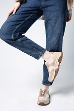 Damen-Sneaker aus einer Kombination aus Leder und Wildleder in der Farbe Cappuccino. 4206073 Foto №6