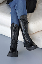 Czarne masywne zimowe buty w wojskowym stylu na platformie  8019073 zdjęcie №7