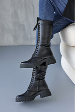 Черные массивные ботинки зимние в армейском стиле на платформе  8019073 фото №8
