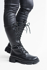 Black massive winter boots in army style on the platform  8019073 photo №10
