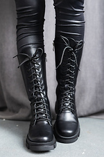 Черные массивные ботинки зимние в армейском стиле на платформе  8019073 фото №15
