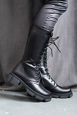 Черные массивные ботинки зимние в армейском стиле на платформе  8019073 фото №16