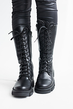 Черные массивные ботинки зимние в армейском стиле на платформе  8019073 фото №17