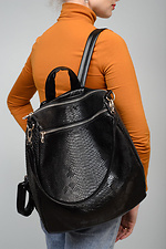 Czarna torba transformatorowa wykonana z wysokiej jakości skóry ekologicznej pod skórą krokodyla SamBag 8045073 zdjęcie №1