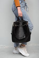 Black transformer bag made of high-quality leatherette under the skin of a crocodile SamBag 8045073 photo №2