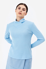 Prążkowany sweter DJAN z niebieskim kołnierzykiem Garne 3042075 zdjęcie №1