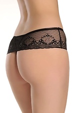 Cotton women's black thong panties with lace ORO 4027075 photo №2