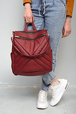 Женский стеганный рюкзак трансформер бордового цвета SamBag 8045075 фото №2