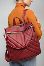 Women's quilted backpack transformer burgundy SamBag 8045075 photo №3