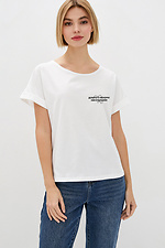 Women's cotton T-shirt with a patriotic inscription "Good evening! We are from Ukraine!" Garne 9000075 photo №4