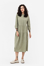Вельветовое платье AUCHE оливкового цвета с воланами Garne 3042076 фото №1