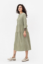 Вельветова сукня AUCHE оливкового кольору з воланами Garne 3042076 фото №4
