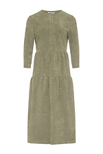 Вельветовое платье AUCHE оливкового цвета с воланами Garne 3042076 фото №7