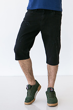 Czarne, postarzane szorty jeansowe poniżej kolan  4009076 zdjęcie №3