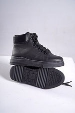 Schwarze Sportstiefel aus Leder mit Schnürung und Reißverschluss 4207076 Foto №2