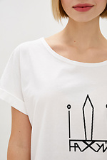 Women's cotton T-shirt with a patriotic inscription Garne 9000076 photo №3