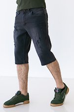 Grafitowe szorty jeansowe z przetarciami poniżej kolan  4009077 zdjęcie №1