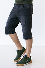 Grafitowe szorty jeansowe z przetarciami poniżej kolan  4009077 zdjęcie №3