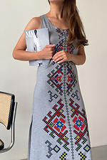 Трикотажний довгий сарафан в етнічному стилі з боковим розрізом NENKA 3103078 фото №3
