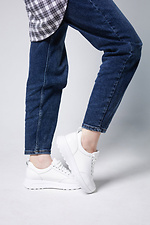 Women's leather white sneakers  4206078 photo №3