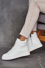 White winter sneakers made of genuine leather  8019078 photo №5
