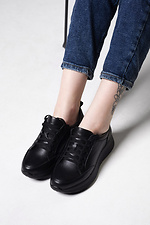 Женские кожаные черные кроссовки  4206079 фото №2