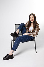 Schwarze Damen-Sneaker aus Leder 4206079 Foto №4